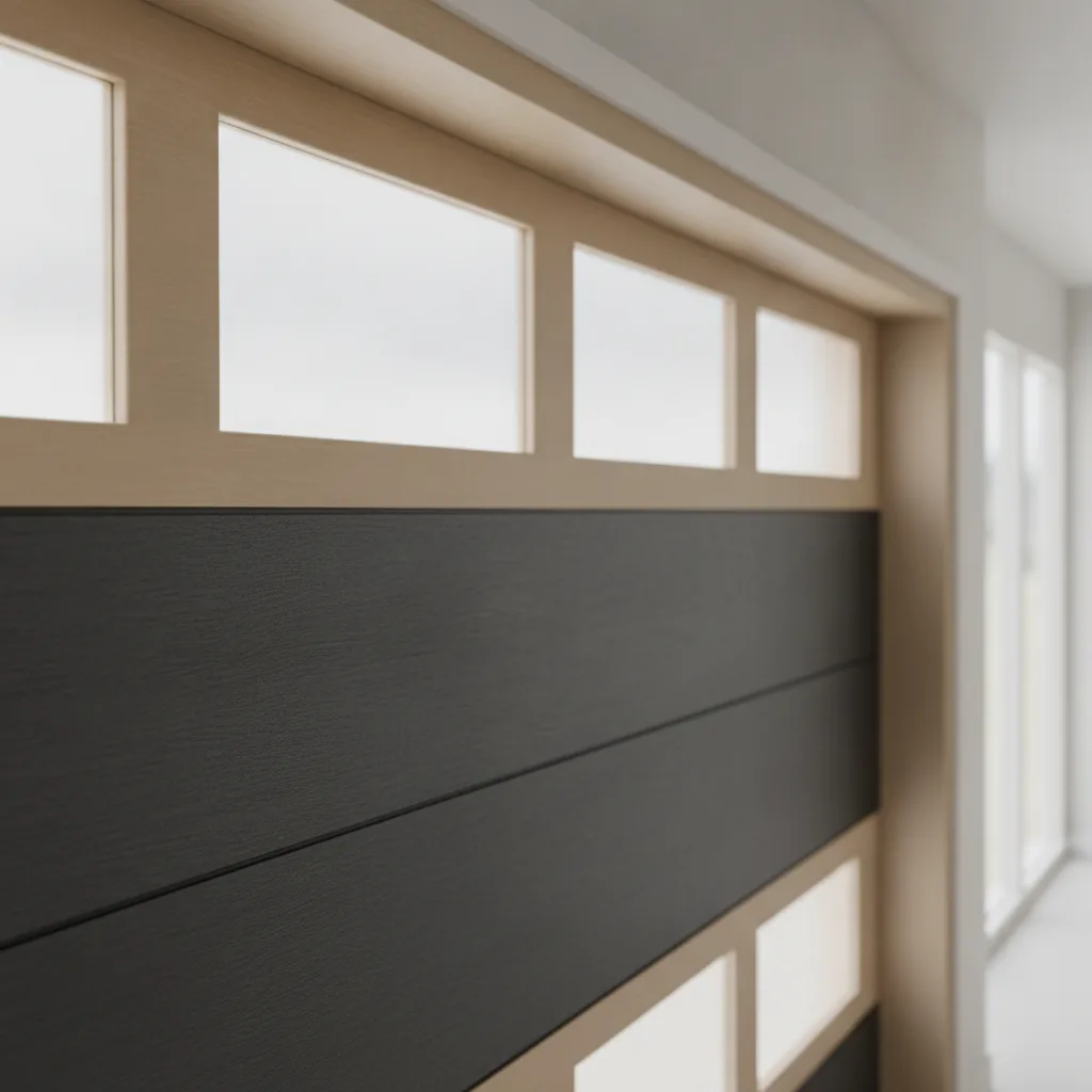 Close-up of a garage door panel